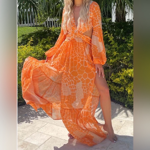 12th Tribe Daphnie Orange Maxi Dress - Picture 3 of 10